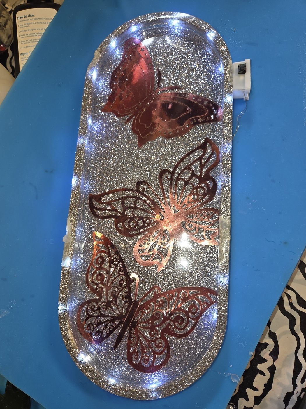 Large butterfly tray with LED lights